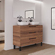 COSYNEO - Meuble de salle de bain 120cm avec plateau et 2 vasques à poser arrondies - 3 tiroirs - noyer (bois foncé) - RIZA - vignette
