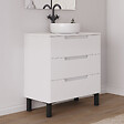 COSYNEO - Meuble de salle de bain 70cm avec plateau et vasque à poser ronde - sans miroir - 3 tiroirs - blanc mat - RIZA - vignette