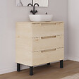 COSYNEO - Meuble de salle de bain 60cm avec plateau et vasque à poser arrondie - 3 tiroirs - roble calima (bois clair) - RIZA - vignette