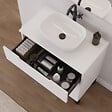 COSYNEO - Meuble de salle de bain 60cm avec plateau et vasque à poser arrondie - sans miroir - 3 tiroirs - blanc mat - RIZA - vignette