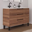 COSYNEO - Meuble de salle de bain 120cm double vasque - 3 tiroirs - sans miroir - noyer (bois foncé) - RIZA - vignette