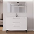 COSYNEO - Meuble de salle de bain 120cm simple vasque - 3 tiroirs - blanc mat - RIZA - vignette
