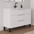COSYNEO - Meuble de salle de bain 120cm simple vasque - 3 tiroirs - blanc mat - RIZA - vignette