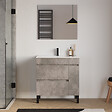 COSYNEO - Meuble de salle de bain 80cm simple vasque sur pieds avec porte et tiroirs - ciment (gris) - LAZARO - vignette