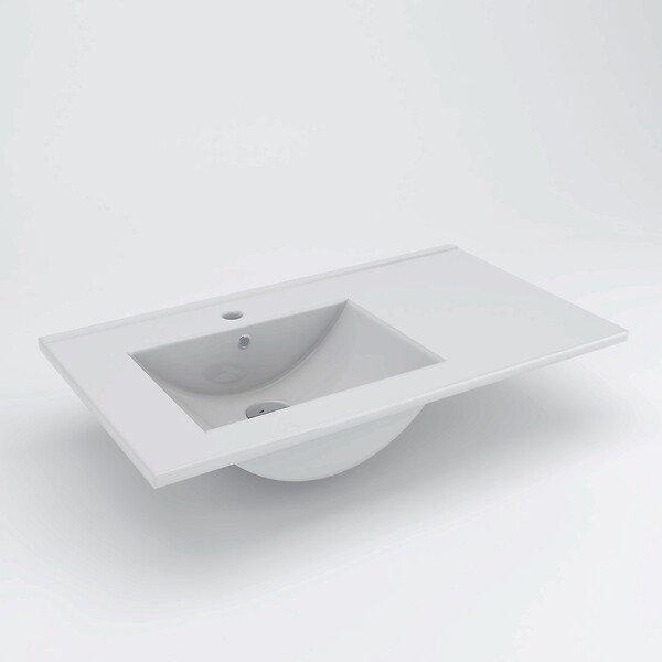 COSYNEO - Meuble de salle de bain 80cm sur pieds avec vasque déportée à gauche - sans miroir - porte et tiroirs - cambrian (chêne clair) - LAZARO - large