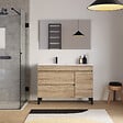 COSYNEO - Meuble de salle de bain 120cm sur pieds avec vasque déportée à gauche avec porte et tiroirs - cambrian (chêne clair) - LAZARO - vignette