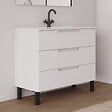 COSYNEO - Meuble de salle de bain 90cm simple vasque - 3 tiroirs - blanc mat - RIZA - vignette