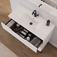 COSYNEO - Meuble de salle de bain 90cm simple vasque - 3 tiroirs - blanc mat - RIZA - vignette