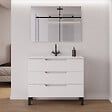 COSYNEO - Meuble de salle de bain 90cm simple vasque - 3 tiroirs - blanc mat - RIZA - vignette