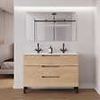COSYNEO - Meuble de salle de bain 120cm double vasque - 3 tiroirs - sans miroir - roble era (chêne clair) - RIZA - vignette