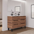 COSYNEO - Meuble de salle de bain 120cm double vasque - 6 tiroirs - noyer (bois foncé) - RIZA - vignette