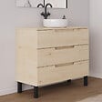 COSYNEO - Meuble de salle de bain 90cm avec plateau et vasque à poser ronde - 3 tiroirs - roble calima (bois clair) - RIZA - vignette