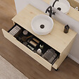 COSYNEO - Meuble de salle de bain 90cm avec plateau et vasque à poser ronde - 3 tiroirs - roble calima (bois clair) - RIZA - vignette