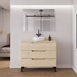 COSYNEO - Meuble de salle de bain 90cm avec plateau et vasque à poser ronde - 3 tiroirs - roble calima (bois clair) - RIZA - vignette