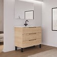 COSYNEO - Meuble de salle de bain 90cm simple vasque - 3 tiroirs - roble era (chêne clair) - RIZA - vignette