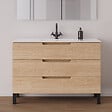 COSYNEO - Meuble de salle de bain 120cm simple vasque - 3 tiroirs - sans miroir - roble era (chêne clair) - RIZA - vignette