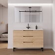 COSYNEO - Meuble de salle de bain 120cm simple vasque - 3 tiroirs - sans miroir - roble era (chêne clair) - RIZA - vignette