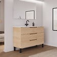COSYNEO - Meuble de salle de bain 120cm simple vasque - 3 tiroirs - sans miroir - roble era (chêne clair) - RIZA - vignette