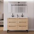 COSYNEO - Meuble de salle de bain 140cm double vasque - 6 tiroirs - roble era (chêne clair) - RIZA - vignette