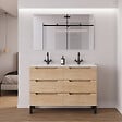 COSYNEO - Meuble de salle de bain 140cm double vasque - 6 tiroirs - roble era (chêne clair) - RIZA - vignette
