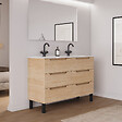 COSYNEO - Meuble de salle de bain 140cm double vasque - 6 tiroirs - roble era (chêne clair) - RIZA - vignette