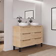 COSYNEO - Meuble de salle de bain 120cm avec plateau et 2 vasques à poser rondes - 6 tiroirs - roble era (chêne clair) - RIZA - vignette
