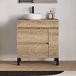 COSYNEO - Meuble de salle de bain 80cm avec plateau et vasque à poser ronde - porte et tiroirs - sans miroir - cambrian (chêne clair) - LAZARO - vignette