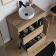 COSYNEO - Meuble de salle de bain 80cm avec plateau et vasque à poser ronde - porte et tiroirs - sans miroir - cambrian (chêne clair) - LAZARO - vignette