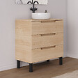 COSYNEO - Meuble de salle de bain 80cm avec plateau et vasque à poser ronde - 3 tiroirs - roble era (chêne clair) - RIZA - vignette