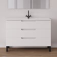 COSYNEO - Meuble de salle de bain 120cm simple vasque - 3 tiroirs - sans miroir - blanc mat - RIZA - vignette