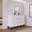 COSYNEO - Meuble de salle de bain 120cm simple vasque - 3 tiroirs - sans miroir - blanc mat - RIZA - vignette