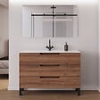 COSYNEO - Meuble de salle de bain 120cm simple vasque - 3 tiroirs - noyer (bois foncé) - RIZA - vignette