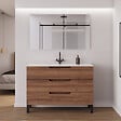 COSYNEO - Meuble de salle de bain 120cm simple vasque - 3 tiroirs - noyer (bois foncé) - RIZA - vignette