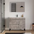 COSYNEO - Meuble de salle de bain 100cm simple vasque sur pieds avec porte et tiroirs - ciment (gris) - LAZARO - vignette