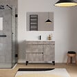 COSYNEO - Meuble de salle de bain 100cm simple vasque sur pieds avec porte et tiroirs - ciment (gris) - LAZARO - vignette