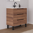COSYNEO - Meuble de salle de bain 80cm simple vasque - sans miroir - 3 tiroirs - noyer (bois foncé) - RIZA - vignette