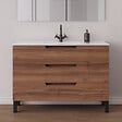 COSYNEO - Meuble de salle de bain 120cm simple vasque - 3 tiroirs - sans miroir - noyer (bois foncé) - RIZA - vignette