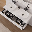 COSYNEO - Meuble de salle de bain 120cm avec plateau et 2 vasques à poser arrondies - 3 tiroirs - blanc mat - RIZA - vignette