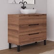 COSYNEO - Meuble de salle de bain 100cm avec plateau et vasque à poser arrondie - 3 tiroirs - noyer (bois foncé) - RIZA - vignette