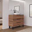 COSYNEO - Meuble de salle de bain 100cm avec plateau et vasque à poser arrondie - 3 tiroirs - noyer (bois foncé) - RIZA - vignette