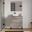 COSYNEO - Meuble de salle de bain 80cm avec plateau et vasque à poser arrondie - porte et tiroirs - ciment (gris) - LAZARO - vignette