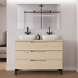 COSYNEO - Meuble de salle de bain 120cm avec plateau et 2 vasques à poser arrondies - 3 tiroirs - roble calima (bois clair) - RIZA - vignette