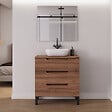 COSYNEO - Meuble de salle de bain 80cm avec plateau et vasque à poser arrondie - 3 tiroirs - noyer (bois foncé) - RIZA - vignette