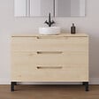 COSYNEO - Meuble de salle de bain 120cm avec plateau et vasque à poser ronde - 3 tiroirs - roble calima (bois clair) - RIZA - vignette