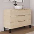 COSYNEO - Meuble de salle de bain 120cm avec plateau et vasque à poser ronde - 3 tiroirs - roble calima (bois clair) - RIZA - vignette