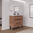 COSYNEO - Meuble de salle de bain 70cm simple vasque - sans miroir - 3 tiroirs - noyer (bois foncé) - RIZA - vignette