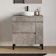 COSYNEO - Meuble de salle de bain 70cm avec plateau et vasque à poser ronde - porte et tiroirs - sans miroir - ciment (gris) - LAZARO - vignette