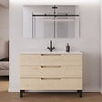COSYNEO - Meuble de salle de bain 120cm simple vasque - 3 tiroirs - roble calima (bois clair) - RIZA - vignette