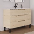 COSYNEO - Meuble de salle de bain 120cm simple vasque - 3 tiroirs - roble calima (bois clair) - RIZA - vignette