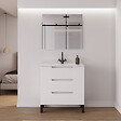 COSYNEO - Meuble de salle de bain 60cm simple vasque - 3 tiroirs - blanc mat - RIZA - vignette